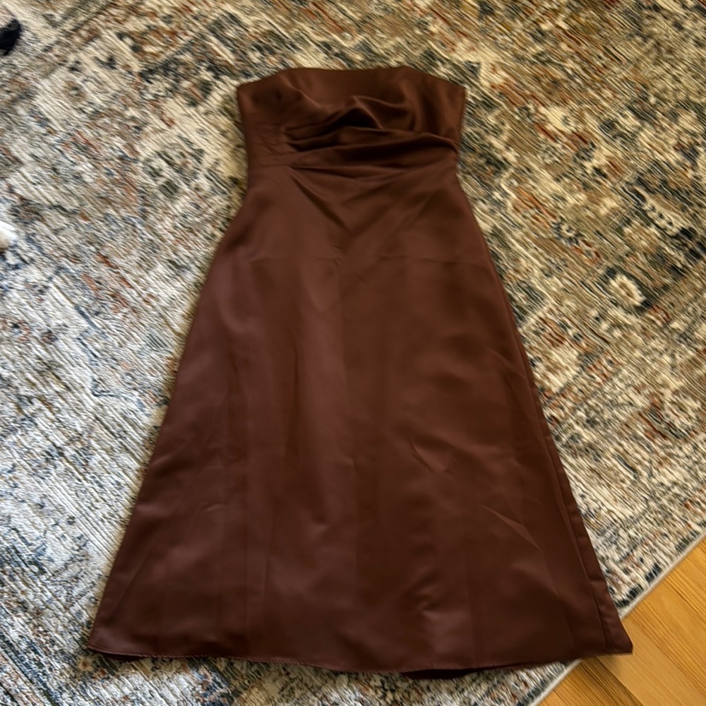 Elegant Brown Strapless Dress